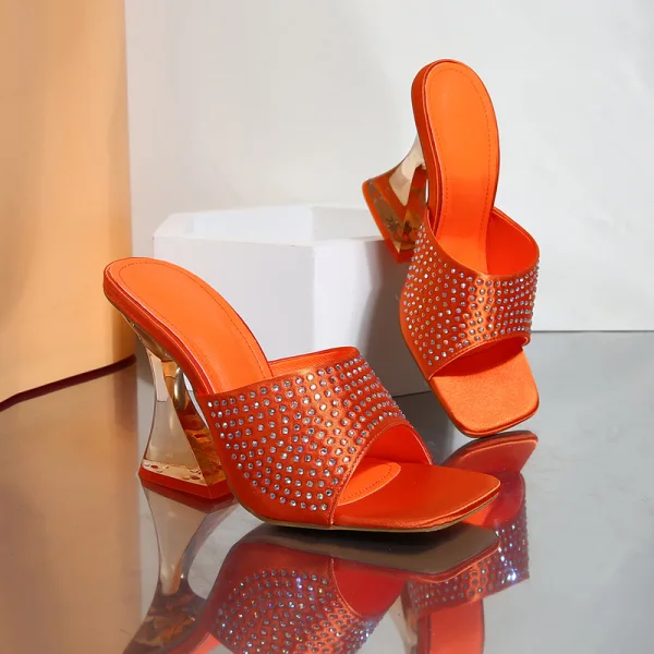 Summer Fashion Pool Blue Street Wear Rhinestone Womens Sandals 2022 9 cm Crystal Stiletto Heels Open / Peep Toe Sandals High Heels