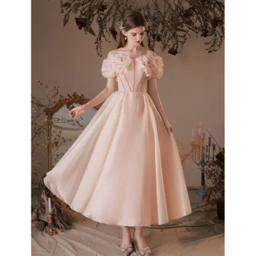 Charmant Rougissant Rose Robe De Bal 2022 Princesse Volants De L Épaule Perlage Manches Courtes Dos Nu Longue Promo Robe De Ceremonie