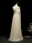 Chic / Beautiful Blushing Pink Pearl Rhinestone Prom Dresses 2024 A-Line / Princess One-Shoulder Sleeveless Backless Floor-Length / Long Prom Formal Dresses