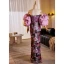Fantaisie Lilas Paillettes En Dentelle Fleur Robe De Soirée 2024 Trompette / Sirène Bustier Gonflée Manches Courtes Dos Nu Longue Soirée Robe De Ceremonie