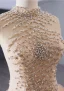 High-end Gold Rhinestone Sequins Pleated Prom Dresses 2024 A-Line / Princess High Neck Sleeveless Floor-Length / Long Prom Formal Dresses
