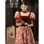 Elegant Burgundy Printing Prom Dresses 2022 A-Line / Princess Square Neckline Puffy Short Sleeve Backless Floor-Length / Long Formal Dresses