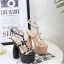 Sexy Beige Cocktail Rivet Sandales Femme 2023 T-Strap 17 cm Talons Épais Peep Toes / Bout Ouvert Sandales Talons Hauts