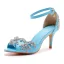 Charming Gold Rhinestone Wedding Shoes 2023 Ankle Strap 7 cm Stiletto Heels Open / Peep Toe Wedding Sandals High Heels
