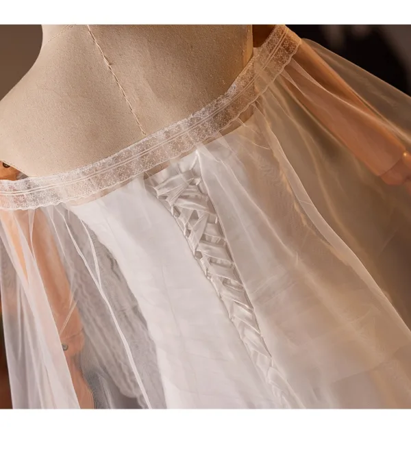 Minimalist White A-Line / Princess Wedding Dresses 2025 Strapless Sleeveless Backless Sweep Train Wedding