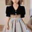 Elegant Black Prom Flower Girl Dresses 2022 Ball Gown V-Neck Short Sleeve Beading Sequins Floor-Length / Long Flower Girl Dresses