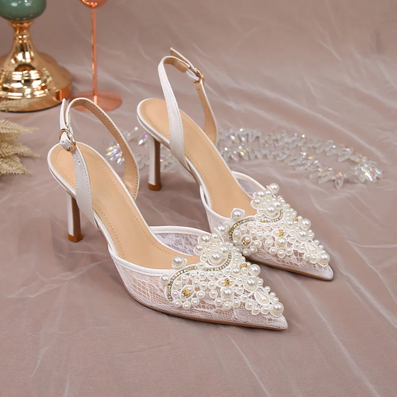 HKMFLYY Parelschoenen voor dames, puntige neus, parel, bruidsschoenen voor bruid, lage hakken, satijnen hakken met strik, bruidsschoenen, dikke blokhakken, comfortabele dansschoenen, pumps, Kleur: wit HKMFLYY Parelschoenen voor dames, puntige neus, parel, bruidsschoenen voor bruid, lage hakken, satijnen hakken met strik, bruidsschoenen, dikke blokhakken, comfortabele dansschoenen, pumps, Kleur: wit