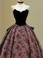 Élégant Noire Impression Robe De Bal 2025 Robe Boule Bustier Sans Manches Dos Nu Noeud Train De Balayage Promo Robe De Ceremonie