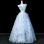 Fée Des Fleurs Bleu Ciel Perle Appliques Robe De Bal 2026 Robe Boule Encolure Carrée Sans Manches Dos Nu