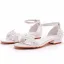 Schöne Weiß Spitze Blumen Brautschuhe 2025 Knöchelriemen Peeptoes Low Heel Hochzeit Sandaletten Hochhackige