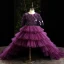 High Low Black Cascading Ruffles Prom Flower Girl Dresses 2022 Ball Gown Scoop Neck Sequins Short Sleeve Court Train Flower Girl Dresses