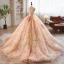 Luxury / Gorgeous Flower Fairy Champagne Flower Prom Dresses Wedding Dresses 2023 Ball Gown Strapless Sleeveless Backless Chapel Train Wedding Dresses