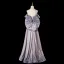 Scintillantes Sexy Violet Perlage Paillettes Robe De Bal 2025 Trompette / Sirène De l'épaule Manches Courtes Dos Nu Noeud Longue Promo Robe De Ceremonie