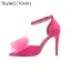 Classy Champagne Bow Prom Womens Shoes 2022 Ankle Strap 10 cm Stiletto Heels Pointed Toe Womens Shoes High Heels