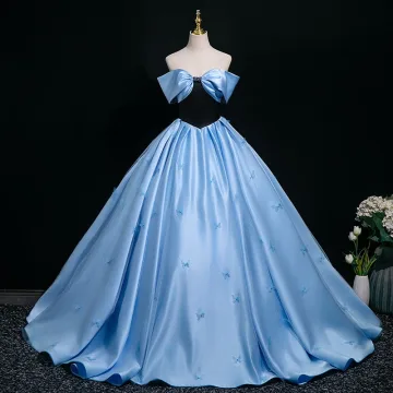 Elegant Pool Blue Prom Dresses 2025 Ball Gown Strapless Sleeveless Backless Floor Length Long Prom Formal Dresses