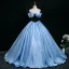 Elegant Pool Blue Prom Dresses 2025 Ball Gown Strapless Sleeveless Backless Floor-Length / Long Prom Formal Dresses