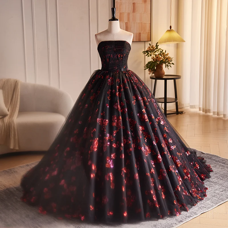 open lace back dress Satin Long Dark A Line Red Prom Dresses Custom Color / US6 main image 0