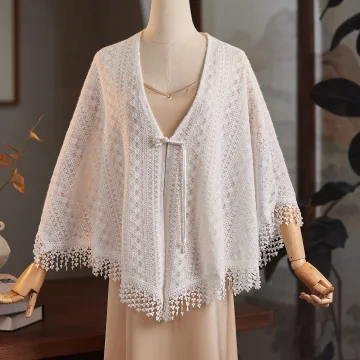 Modest Simple White Knitting Casual Shawl 2025