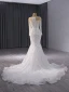 Haut de Gamme Blanche Fait main Perle Paillettes Robe De Mariée 2024 Trompette / Sirène Encolure Dégagée Manches Longues Dos Nu Train De Balayage Mariage