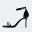 Sexy Noire Soirée Daim Sandales Femme 2022 Bride Cheville Faux Diamant 8 cm Talons Aiguilles Peep Toes / Bout Ouvert Sandales Talons Hauts