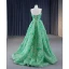 High-end Green Beading Appliques Sequins Prom Dresses 2023 A-Line / Princess Spaghetti Straps Sleeveless Backless Floor-Length / Long Prom Formal Dresses
