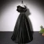 Mode Noire Satin Robe De Bal 2022 Princesse V-Cou Sans Manches Dos Nu Longue Robe De Ceremonie