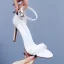 Minimaliste Blanche 10 cm Talons Aiguilles Bride Cheville Chaussure De Mariée 2025 Mariage Talons Hauts Sandales Peep Toes / Bout Ouvert Chaussure De Mariée