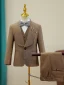 Fashion Brown 6-piece Birthday Bow Boys Wedding Suits 2023 Body Jewellery Coat Pants Shirt Tie Vest