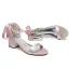 Fashion Champagne Pearl Ankle Strap Bow Satin Wedding Shoes 2024 5 cm Thick Heels Open / Peep Toe Wedding Sandals High Heels