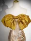 Scintillantes Doré Paillettes Fendue devant Robe De Bal 2024 Trompette / Sirène Bustier Noeud Sans Manches Dos Nu Train De Balayage Promo Robe De Ceremonie
