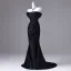 Style Audrey Hepburn Noire Robe De Soirée 2026 Trompette / Sirène De l'épaule Manches Courtes Dos Nu Train De Balayage Robe De Ceremonie