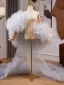 Fashion Sky Blue Appliques Pleated Short Sleeve Wedding shawl 2025 Tulle