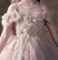 Élégant Rougissant Rose Perlage Appliques Anniversaire Robe Ceremonie Fille 2025 Robe Boule Encolure Dégagée Manches Courtes Dos Nu Noeud Longue
