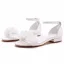 Schöne Weiß Ball Applikationen Sandalen Damen 2023 Knöchelriemen Peeptoes Low Heel Sandaletten Hochhackige