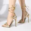 Sexy Gold Rhinestone Evening Party Womens Sandals 2022 Ankle Strap 11 cm Stiletto Heels Open / Peep Toe Sandals High Heels