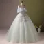 Élégant Vert Cendré Perlage Paillettes Robe De Bal 2024 Robe Boule Encolure Dégagée Manches Courtes Dos Nu Longue Promo Robe De Ceremonie