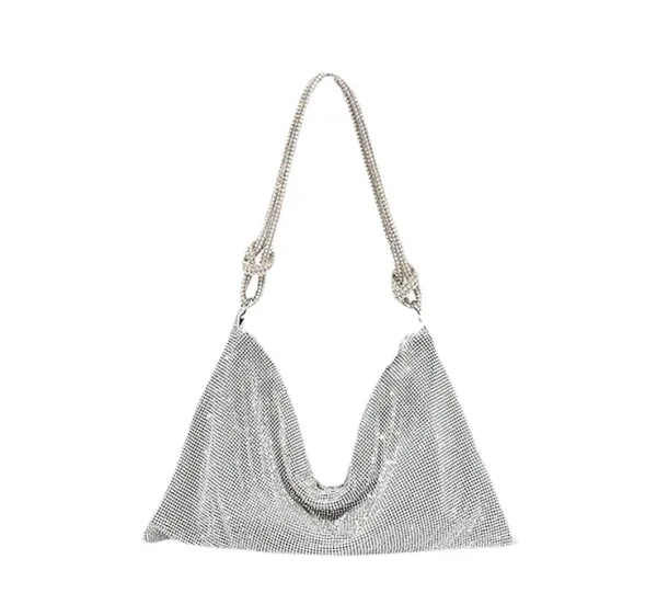 Sparkly Sølv Rhinestone Aften Damer Vesker 2023