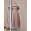 Chic / Beautiful Blushing Pink Glitter Bridesmaid Dresses 2023 A-Line / Princess Short Sleeve Backless Tea-length Bridesmaid Dresses