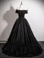 Vintage Schwarz Satin Ballkleider 2025 Ballkleid Off Shoulder Ärmellos Rückenfreies Lange Ball Festliche Kleider