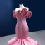 Unusual Candy Pink Cascading Ruffles Prom Dresses 2022 Trumpet / Mermaid Strapless Flower Sleeveless Backless Floor-Length / Long Prom Formal Dresses