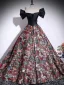 Unusual Multi-Colors Plaid Prom Dresses 2025 Ball Gown Off-The-Shoulder Short Sleeve Backless Floor-Length / Long Formal Dresses
