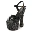Glitzernden Schwarz Sexy Abend Strass Sandalen Damen 2023 Knöchelriemen 14 cm Thick Heels Peeptoes Sandaletten Hochhackige