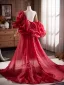 Fashion Burgundy Handmade  Ruffle Short Sleeve Tulle Prom Shawls 2025