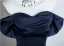Vintage / Retro Navy Blue Prom Dresses 2026 A-Line / Princess Off-The-Shoulder Short Sleeve Backless Floor-Length / Long Formal Dresses