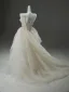 High End Ivory / Creme Applikationen Fallende Rüsche Ballkleider Heimkehr Abiballkleider 2025 Ballkleid Eckiger Ausschnitt Ärmellos Rückenfreies Lange Festliche Kleider