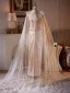 Luxury / Gorgeous Champagne Sequins Rhinestone Corset Evening Dresses 2026 Trumpet / Mermaid Strapless Sleeveless Backless With Cloak Floor-Length / Long Evening Party Formal Dresses