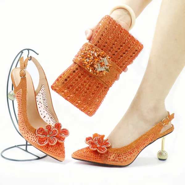Charming Silver Rhinestone Flower Evening Party Womens Sandals Clutch Bags 2023 7 cm Stiletto Heels Pointed Toe Womens Sandals High Heels Clutch Bags