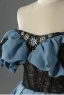Elegant Havblåt Med Blonder Blomsten Rhinestone Gallakjoler 2026 Balkjole Off-The-Shoulder Kort Ærme Halterneck Sløjfe Lange Kjoler