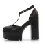 Fashion Black Evening Party Womens Sandals 2022 T-Strap 10 cm Thick Heels Open / Peep Toe Sandals High Heels