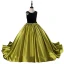 Elegant Clover Green Satin Birthday Flower Girl Dresses 2022 Ball Gown Scoop Neck Sleeveless Backless Bow Court Train Flower Girl Dresses